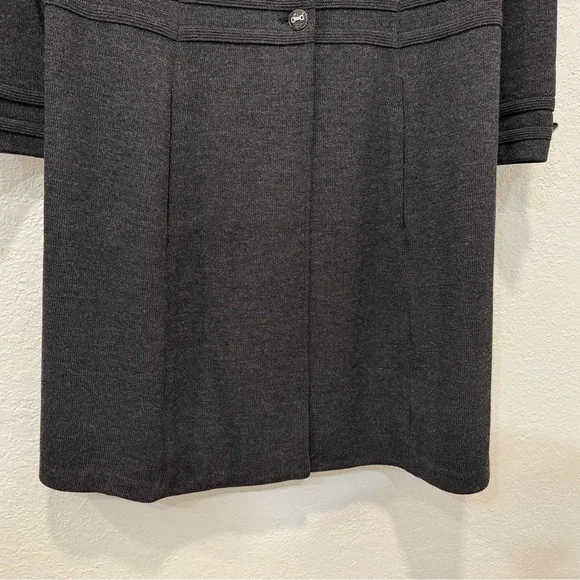 St. John Collection Santana Knit Jacket Pants wide leg Set Black Wool Blend - Picture 15 of 16